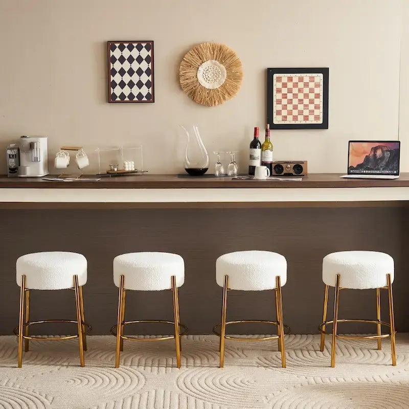 Beige & Gold Modern 20" Barstools (Set of 2)