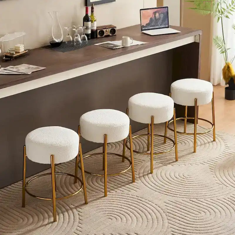 Beige & Gold Modern 20" Barstools (Set of 2)