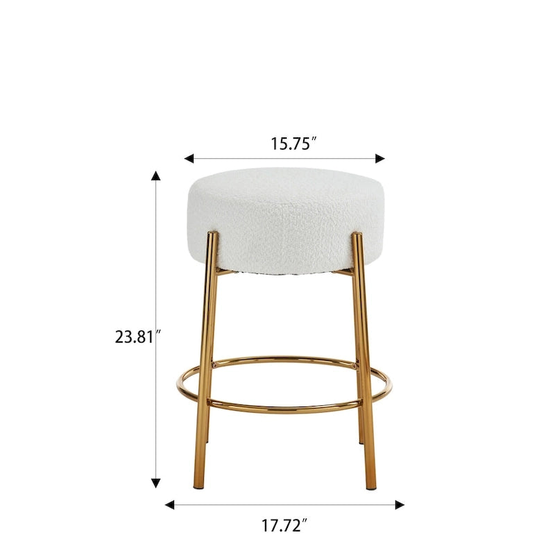 Beige & Gold Modern 20" Barstools (Set of 2)