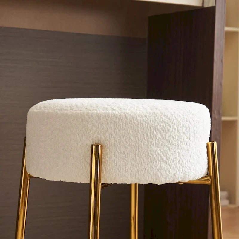 Beige & Gold Modern 20" Barstools (Set of 2)