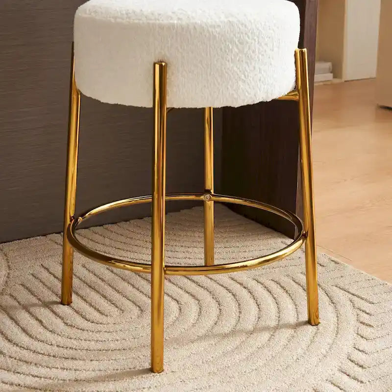 Beige & Gold Modern 20" Barstools (Set of 2)