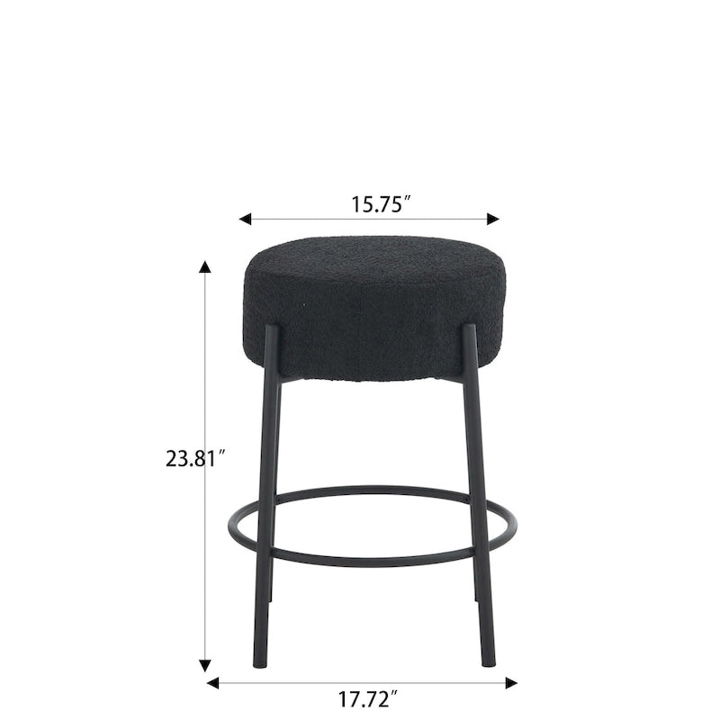Black Modern 20" Barstools with Hardware Support Legs (Set of 2)