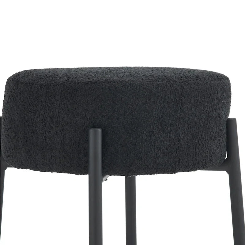 Black Modern 20" Barstools with Hardware Support Legs (Set of 2)