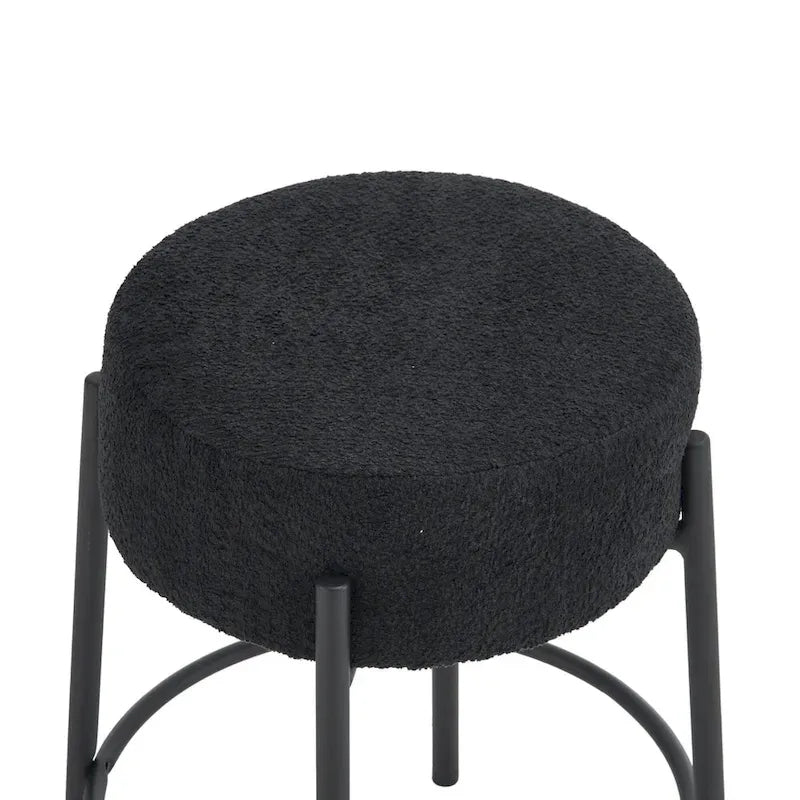 Black Modern 20" Barstools with Hardware Support Legs (Set of 2)