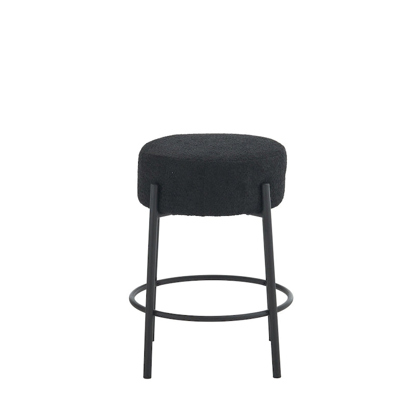 Black Modern 20" Barstools with Hardware Support Legs (Set of 2)