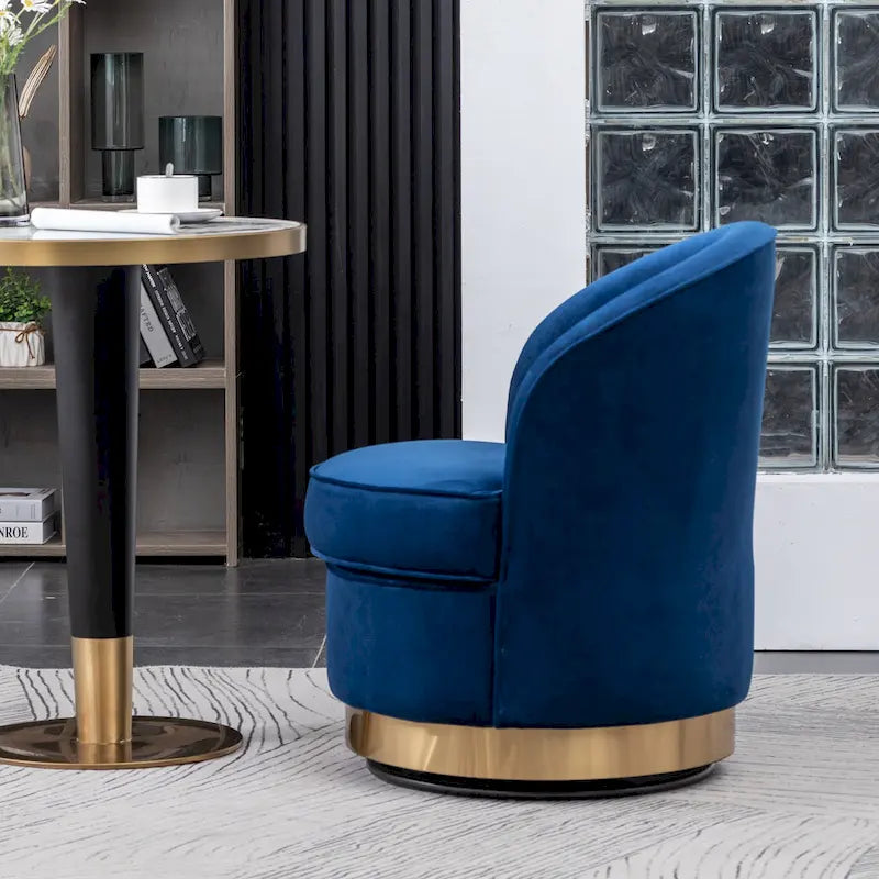 Upholstered Velvet Accent Chair with Gold Swivel Base