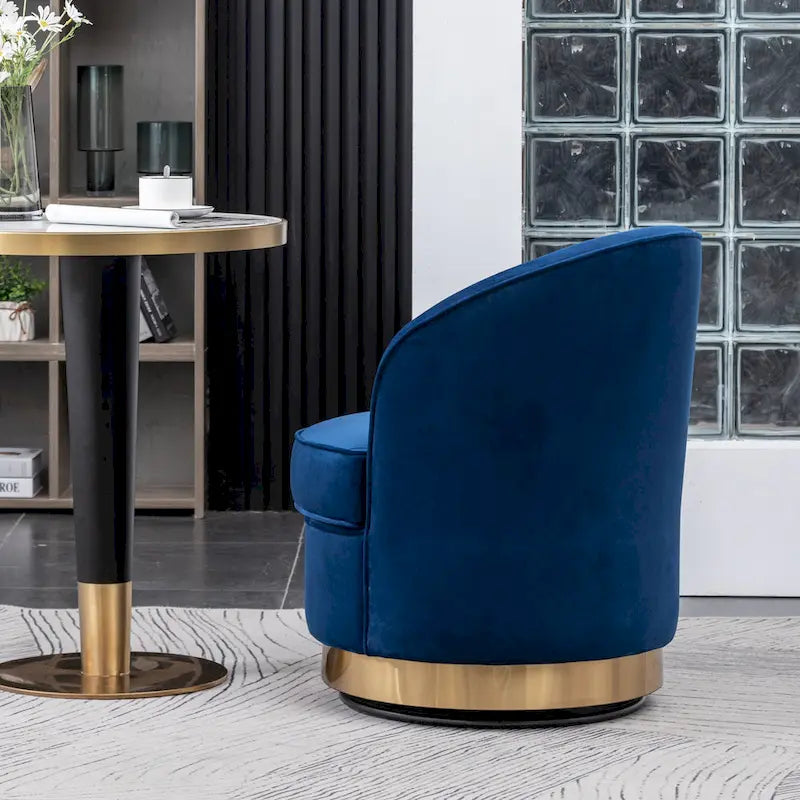 Upholstered Velvet Accent Chair with Gold Swivel Base