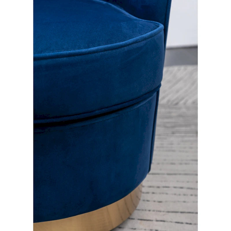 Upholstered Velvet Accent Chair with Gold Swivel Base