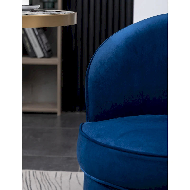 Upholstered Velvet Accent Chair with Gold Swivel Base