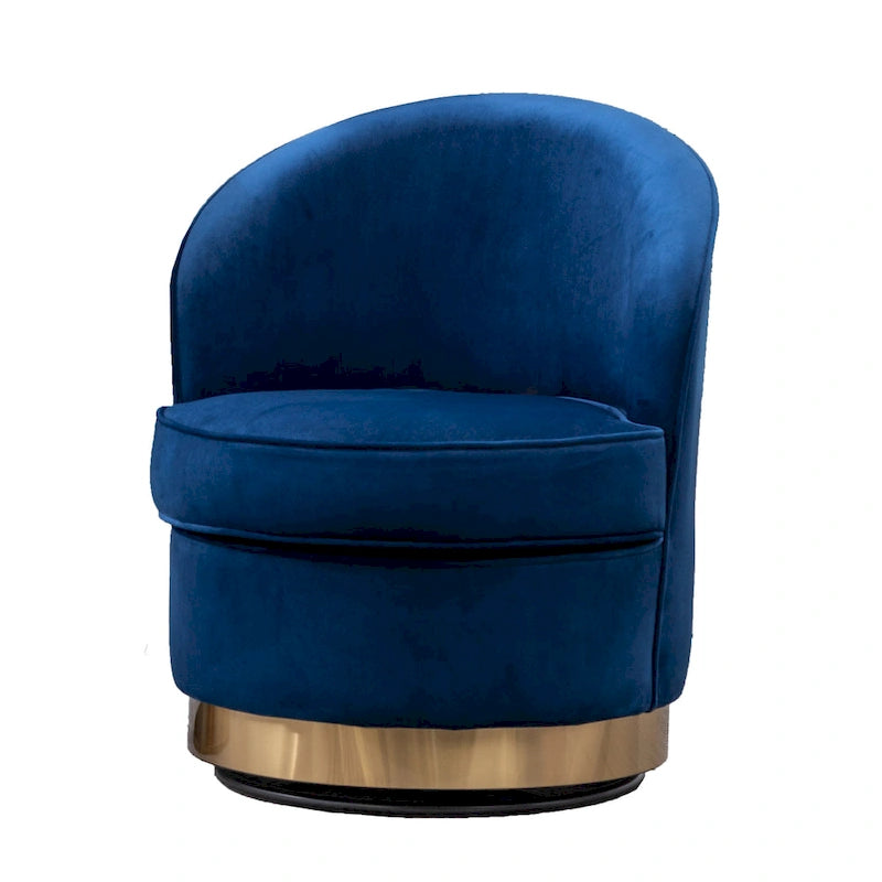 Upholstered Velvet Accent Chair with Gold Swivel Base