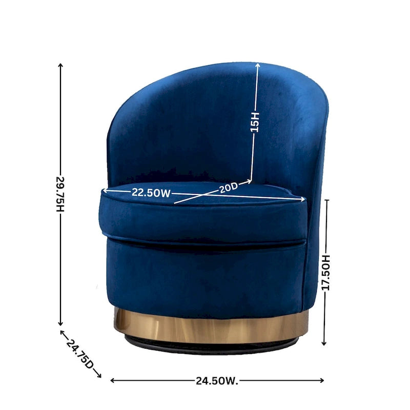 Upholstered Velvet Accent Chair with Gold Swivel Base