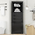 Black Triangle Tall Cabinet with 3 Drawers and Adjustable Shelves for Bathroom, Kitchen or Living Room