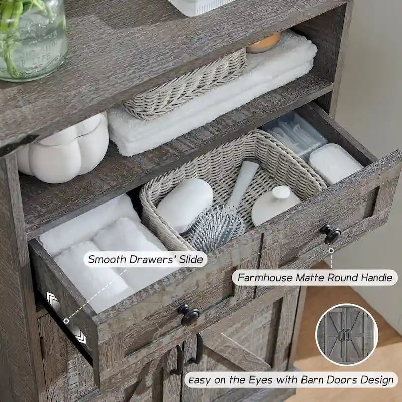 24 Farmhouse Bathroom Floor Cabinet, Wide Bathroom Storage Cabinet