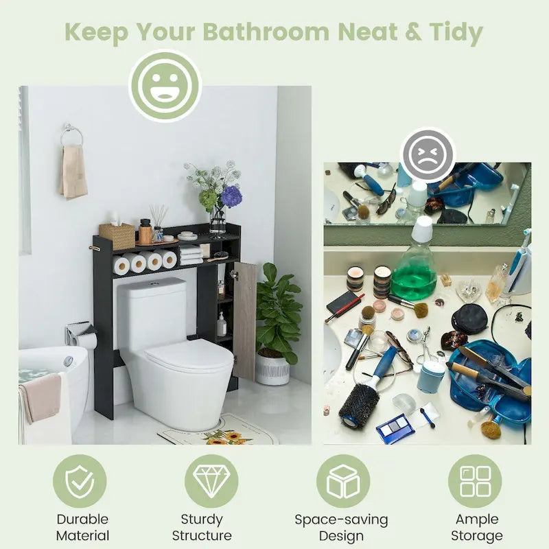 Over-the-Toilet Bathroom Storage Cabinet with 2 Adjustable Shelves