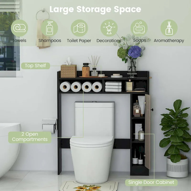Over-the-Toilet Bathroom Storage Cabinet with 2 Adjustable Shelves