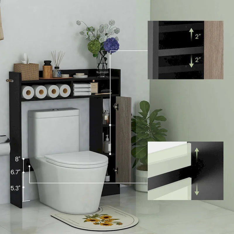 Over-the-Toilet Bathroom Storage Cabinet with 2 Adjustable Shelves