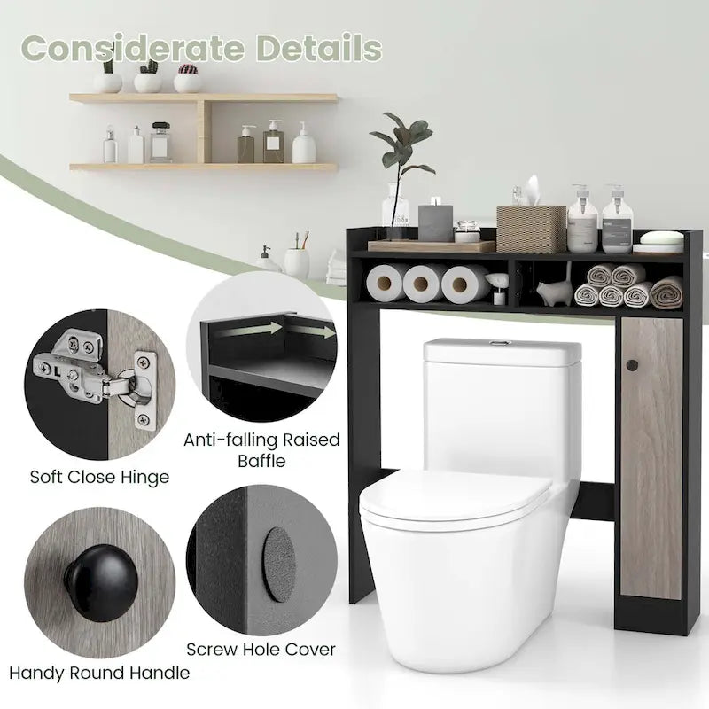 Over-the-Toilet Bathroom Storage Cabinet with 2 Adjustable Shelves