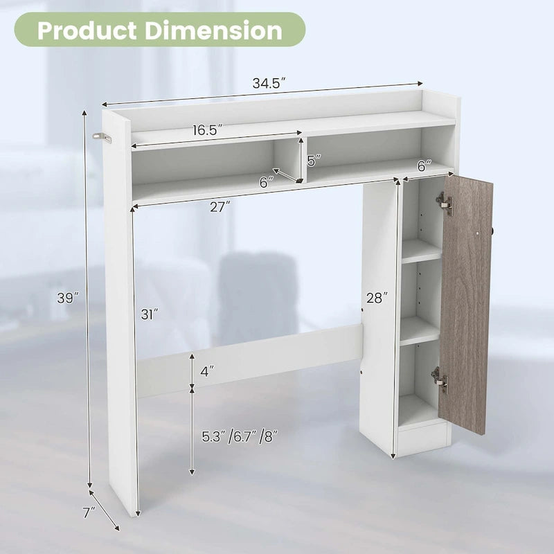 Over-the-Toilet Bathroom Storage Cabinet with 2 Adjustable Shelves