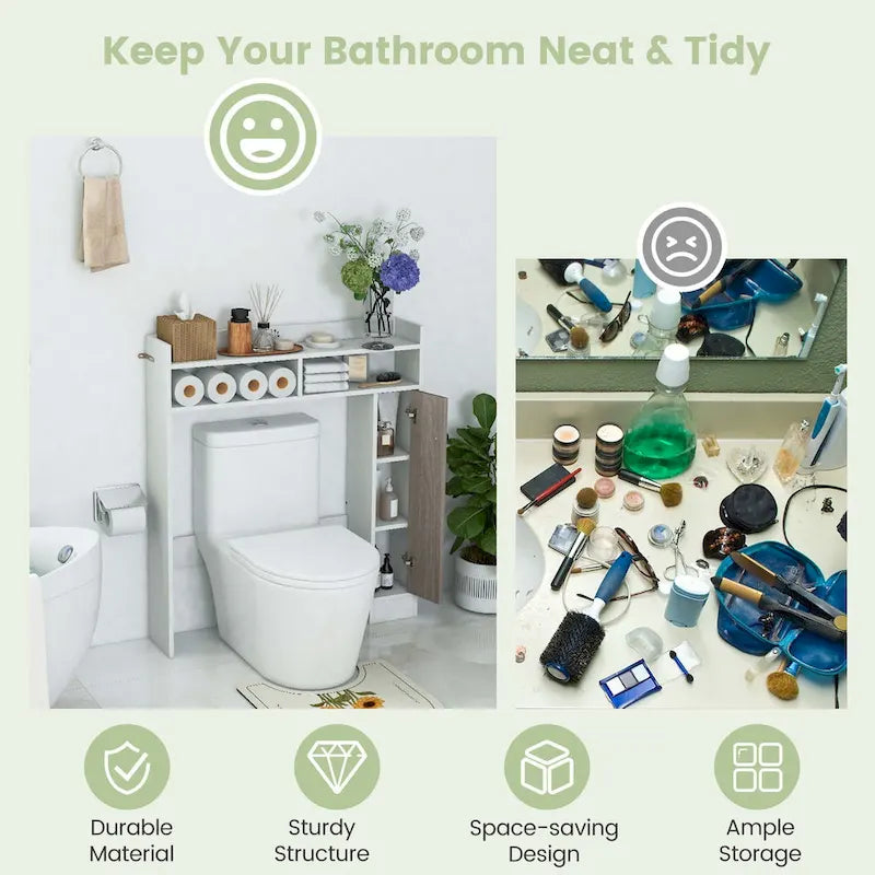 Over-the-Toilet Bathroom Storage Cabinet with 2 Adjustable Shelves