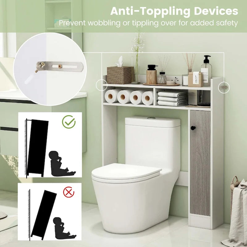 Over-the-Toilet Bathroom Storage Cabinet with 2 Adjustable Shelves