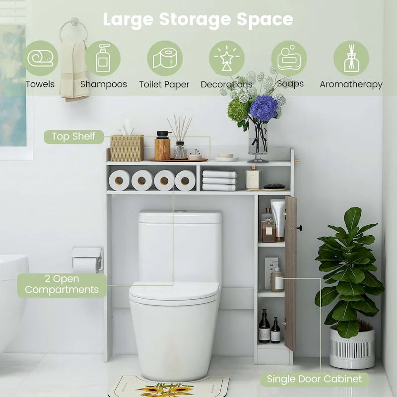 Over-the-Toilet Bathroom Storage Cabinet with 2 Adjustable Shelves