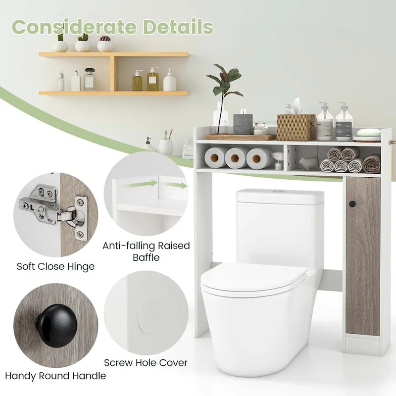 Over-the-Toilet Bathroom Storage Cabinet with 2 Adjustable Shelves