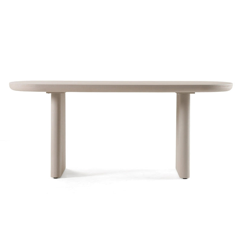 Modern Grey Faux Cement Oval Dining Table, Seats 6