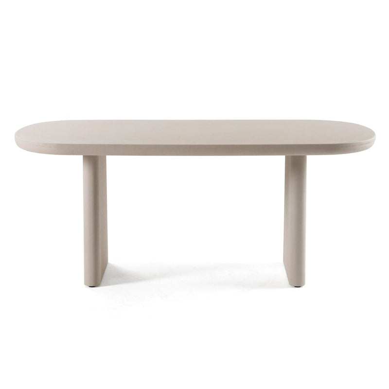 Modern Grey Faux Cement Oval Dining Table, Seats 6