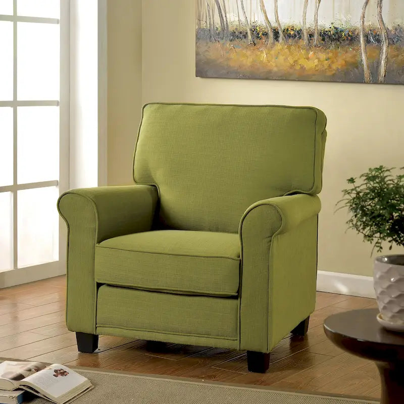 Transitional Linen Padded Accent Chair with Rolled Arms