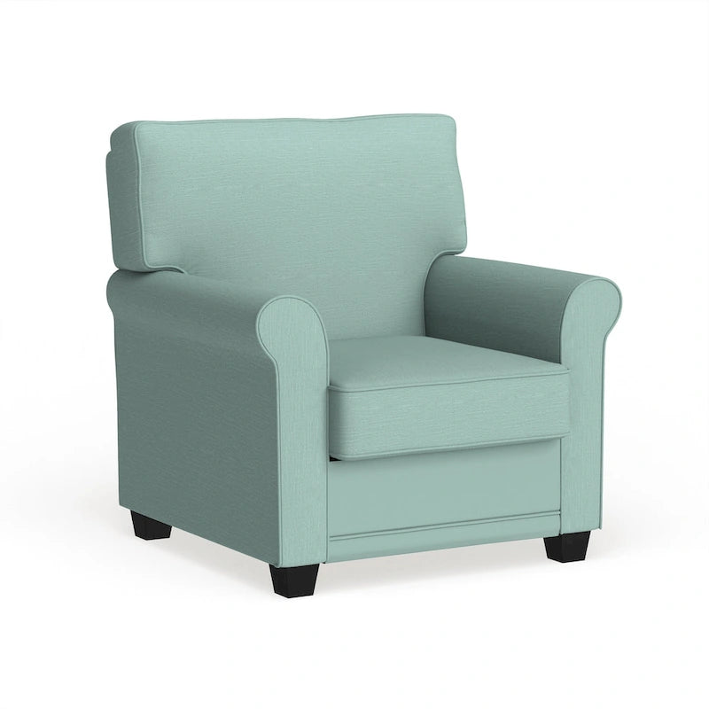 Transitional Linen Padded Accent Chair with Rolled Arms