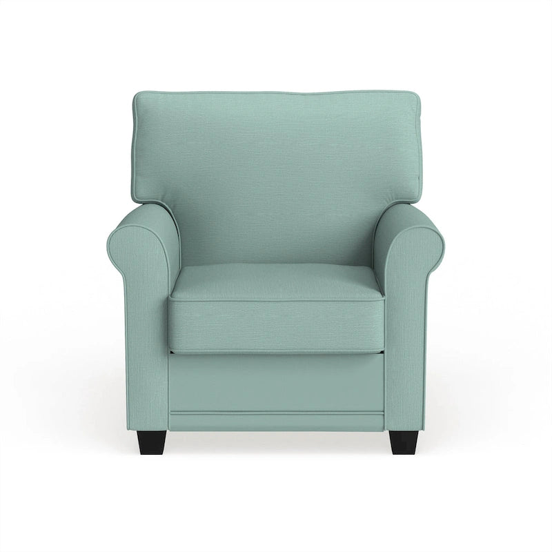 Transitional Linen Padded Accent Chair with Rolled Arms