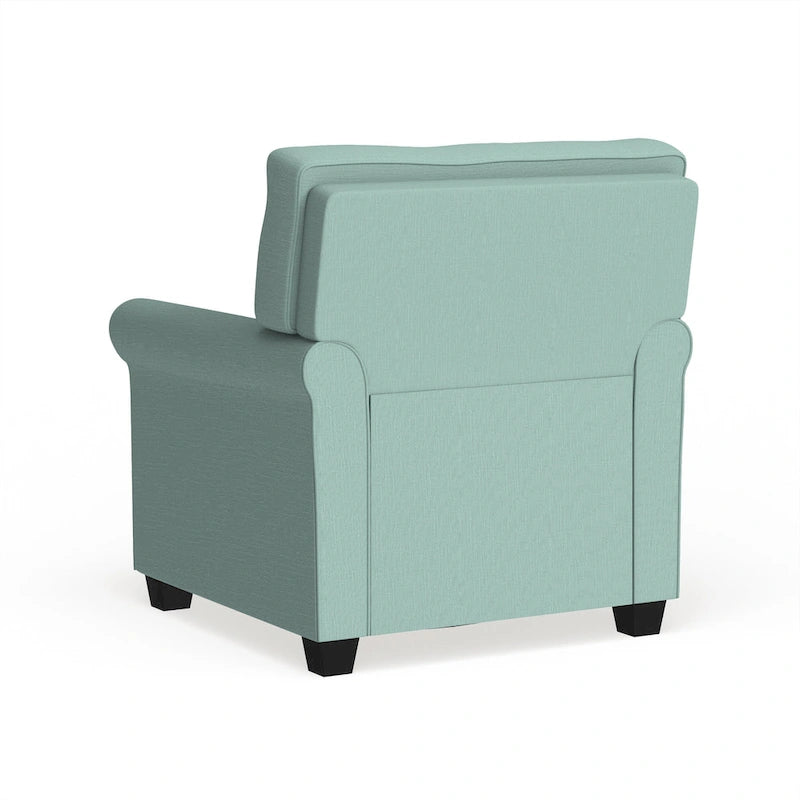 Transitional Linen Padded Accent Chair with Rolled Arms