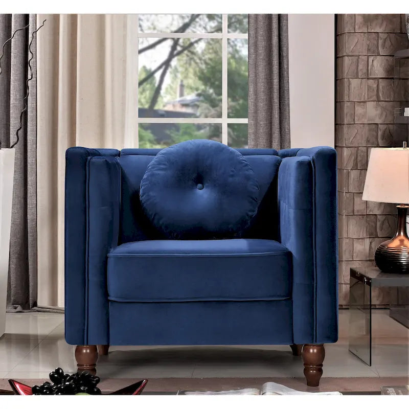 Crushed Velvet Chesterfield Chair with Button-Tufted Back