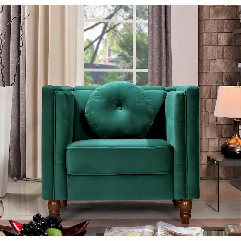 Crushed Velvet Chesterfield Chair with Button-Tufted Back