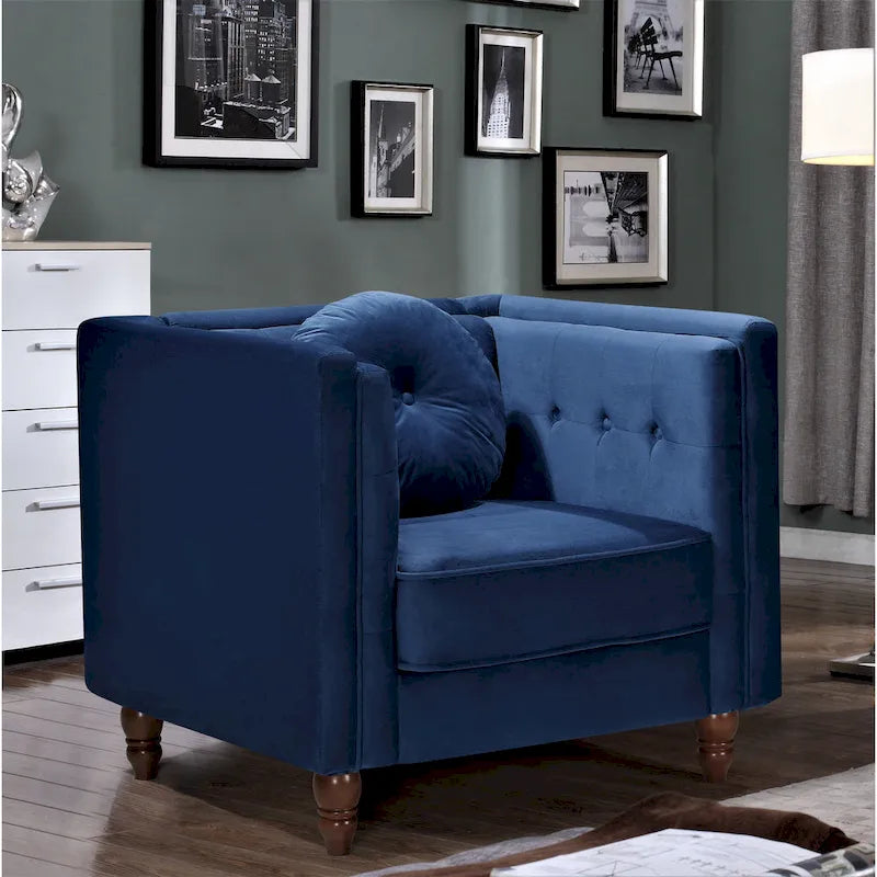 Crushed Velvet Chesterfield Chair with Button-Tufted Back