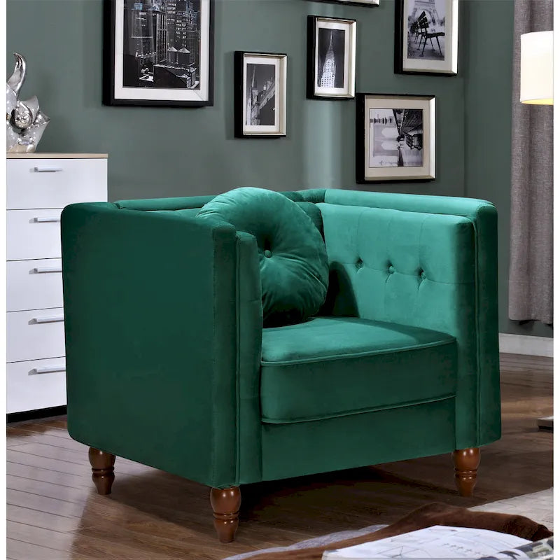 Crushed Velvet Chesterfield Chair with Button-Tufted Back