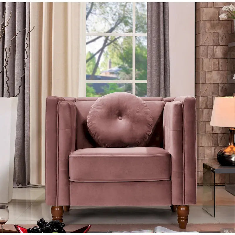 Crushed Velvet Chesterfield Chair with Button-Tufted Back