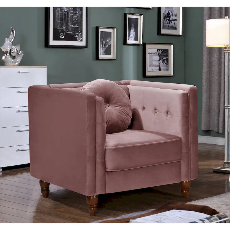 Crushed Velvet Chesterfield Chair with Button-Tufted Back