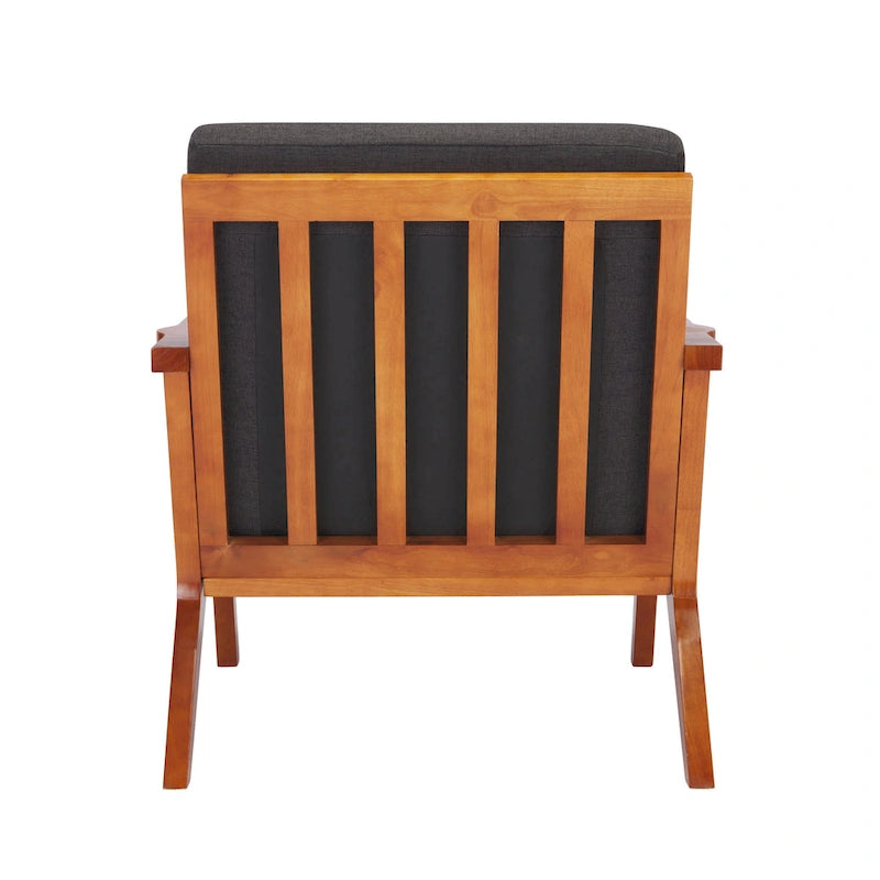 Fabric Accent Chair with Rubberwood Frame and Removable Cushions