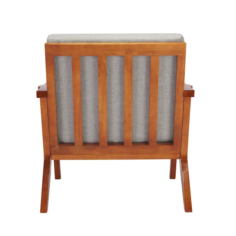 Fabric Accent Chair with Rubberwood Frame and Removable Cushions