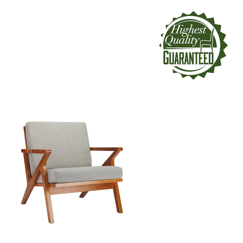 Fabric Accent Chair with Rubberwood Frame and Removable Cushions