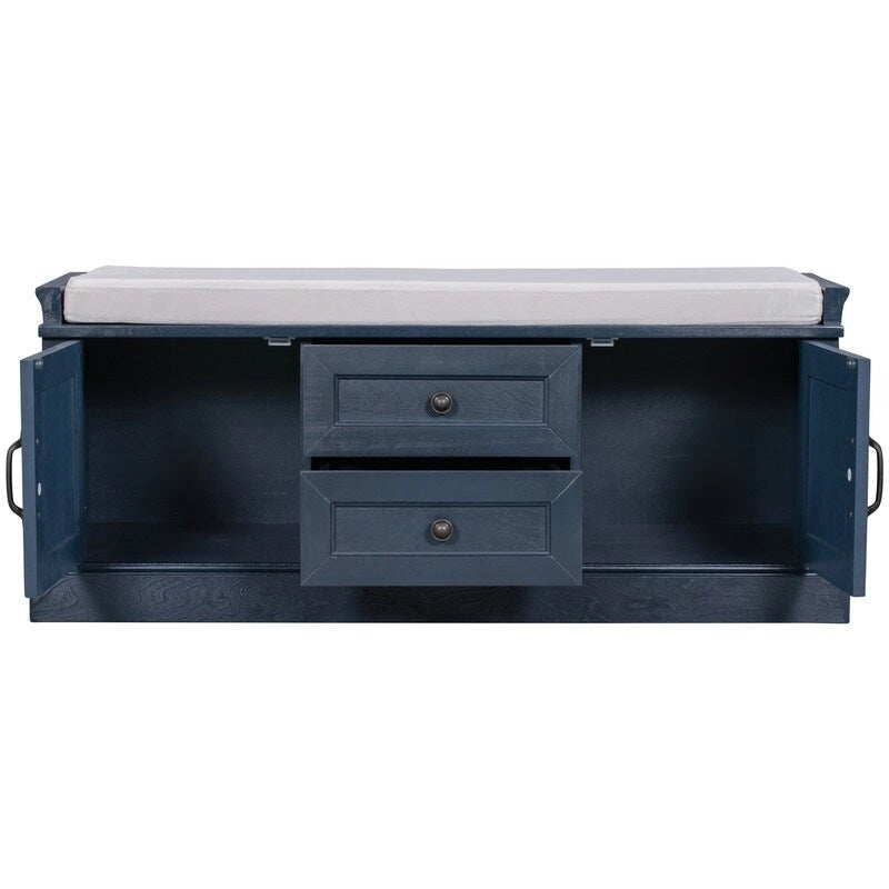 Storage Bench with 2 Drawers and 2 Cabinets