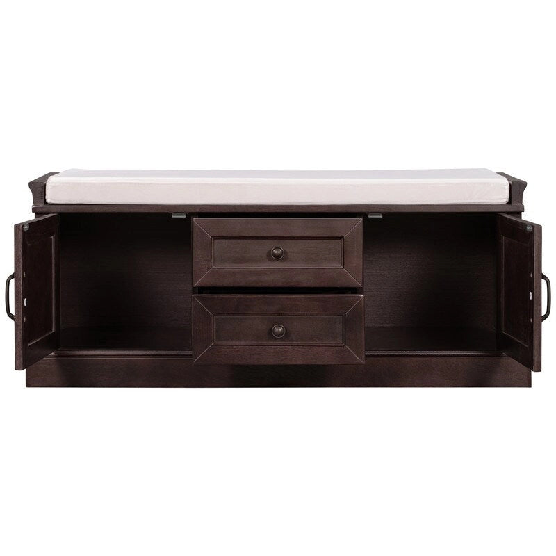 Storage Bench with 2 Drawers and 2 Cabinets