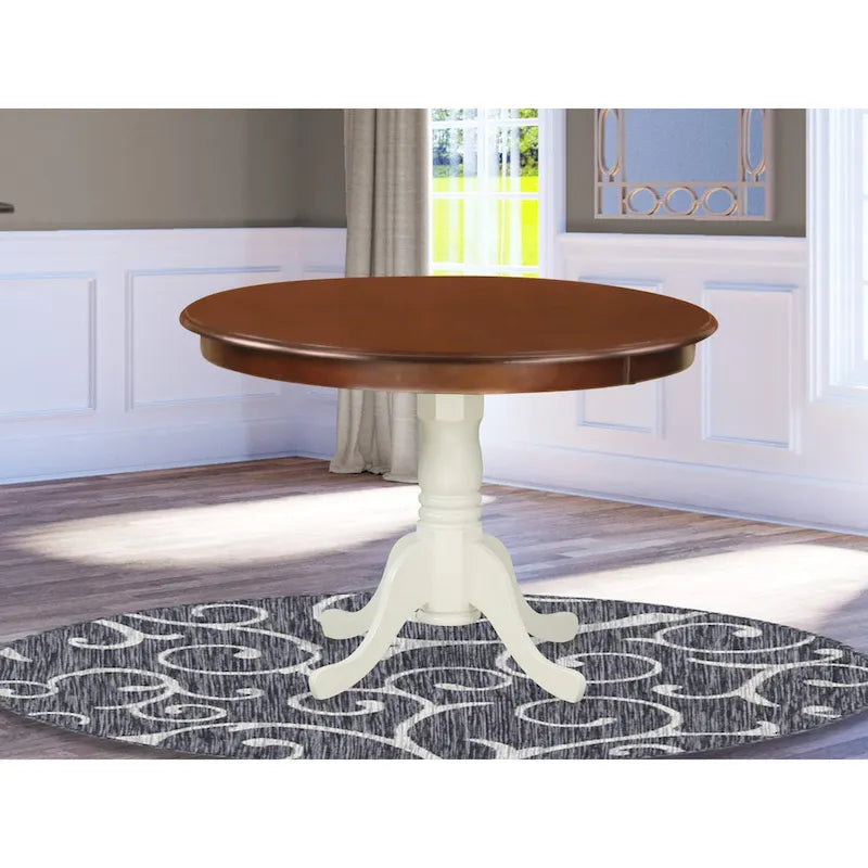 Round Pedestal Dining Table in Asian Hardwood, Multiple Finishes
