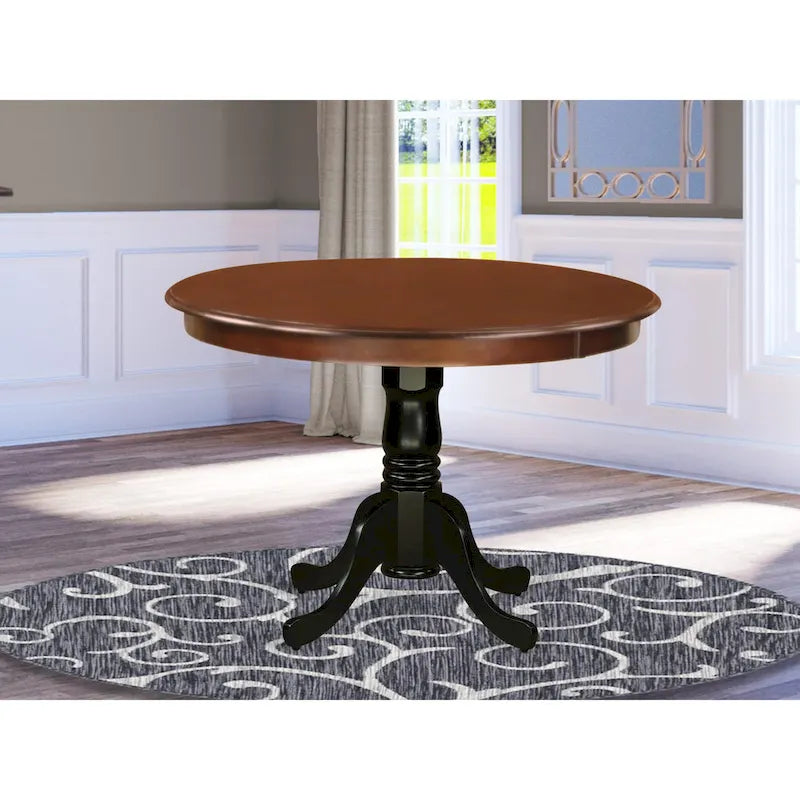 Round Pedestal Dining Table in Asian Hardwood, Multiple Finishes