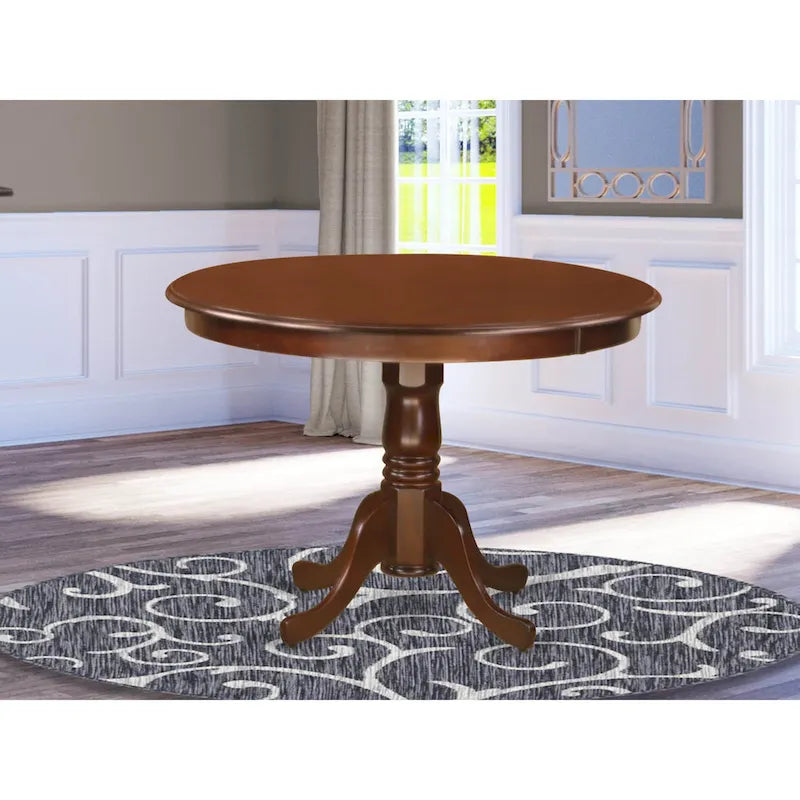 Round Pedestal Dining Table in Asian Hardwood, Multiple Finishes