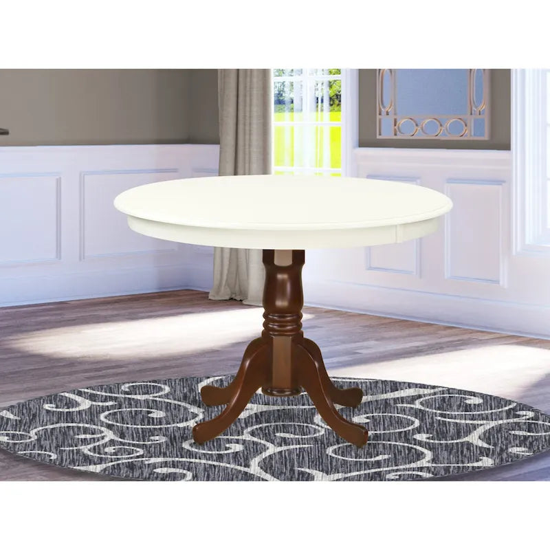 Round Pedestal Dining Table in Asian Hardwood, Multiple Finishes