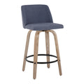 26" Fixed-Height Counter Stool with Whitewashed Wood Base, Set of 2