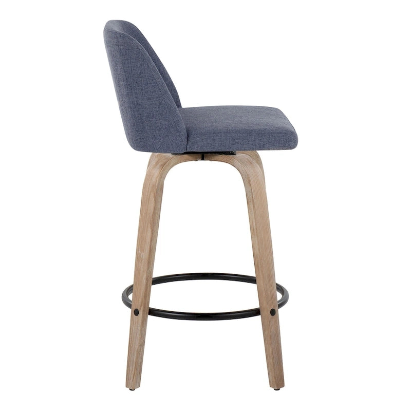 26" Fixed-Height Counter Stool with Whitewashed Wood Base, Set of 2