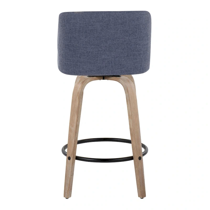 26" Fixed-Height Counter Stool with Whitewashed Wood Base, Set of 2